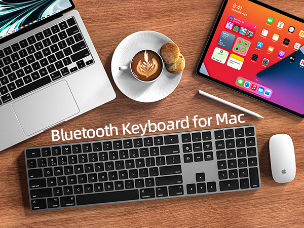 Bluetooth Slim Keyboard for Mac, Aluminum Rechargeable Keyboard Wireless
