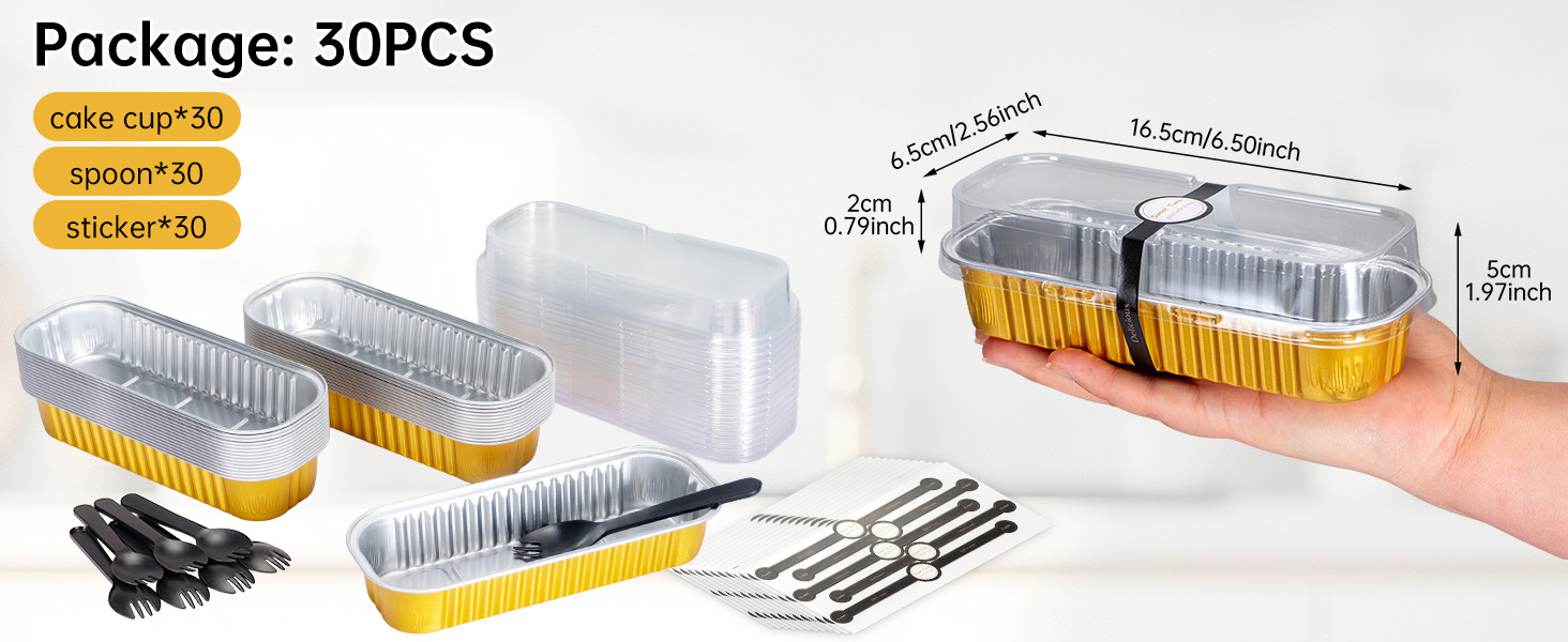 Mini Loaf Cake Pan with Lids and Spoons Disposable Aluminum Tin Foil Pans