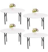 4 Pieces Round Spandex Tablecloth Table Top Cap Cover Stretch Fitted Tablecloth for 5 Foot Round ...