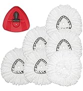 Spin Mop Replacement Head - 6 Pack EasyWring Mop Refills with Base Compatible with O-Cedar Triang...