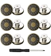YouOKLight Buttons for Jeans,17 mm no-sew nailess Removable Metal Jeans Buttons Replacement Repai...