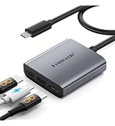USB C to USB C Hub Dual Monitor, USBC Splitter with 4K@60Hz DP Alt Mode Video Output, 100W PD Cha...