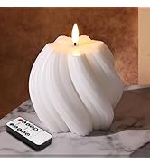 Girimax White Swirl Flameless Candles with Remote, Aesthetic Twirl LED Pillar Candle Housewarming...
