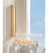 dancrul Natural Wood Folding Clothes Hanger Rack for Laundry Room, Wall Mounted Clothes Drying Ra...