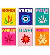 Haus and Hues Colorful Framed Wall Art - Set of 6 Trendy Travel Wall Decor, Aesthetic Preppy Room...
