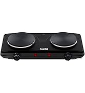 CUKOR Electric Hot Plate, Double Cast Iron 2 Burner,1800W Countertop Burner, Dual Electric Stove ...