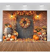 Fall Backdrop Pumpkin Harvest Barn Banner Happy Fall Decorations 6x3.6ft | Autumn Maple Leaves Fa...