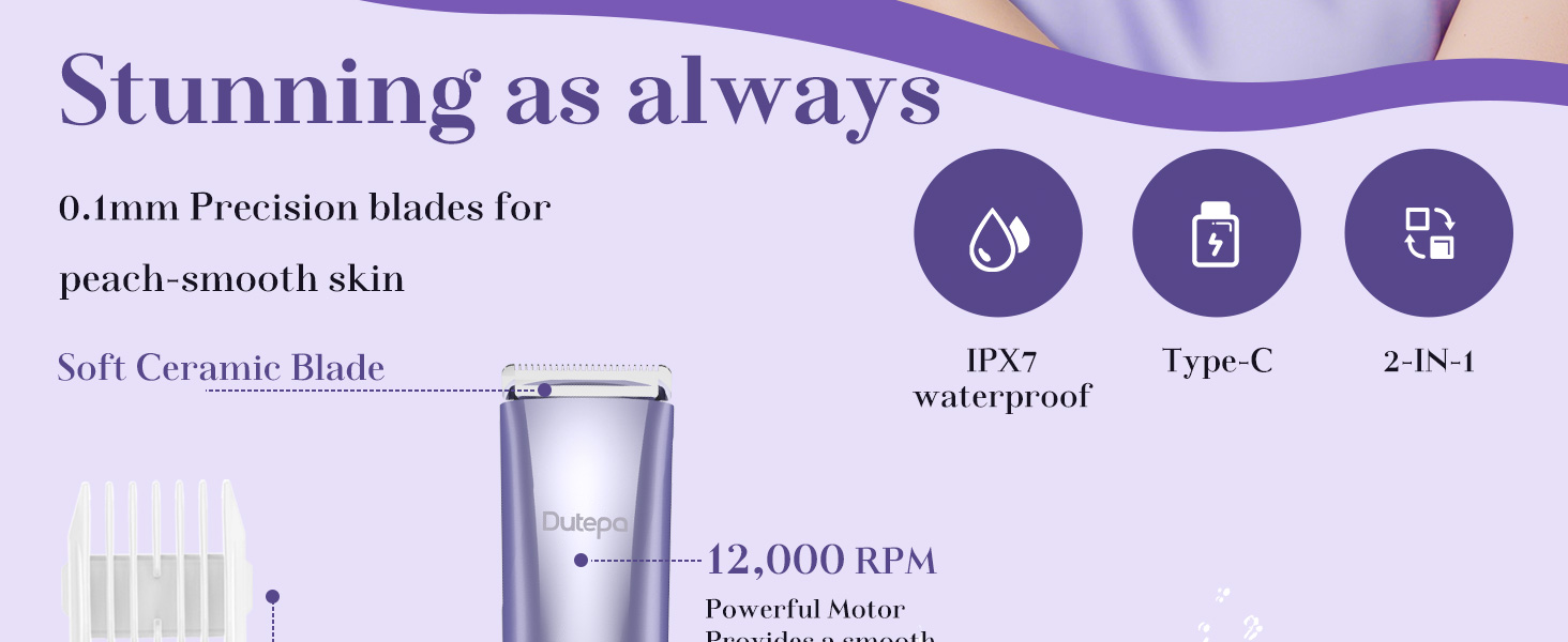 female shaver private area ipx7 waterproof wet &amp; dry