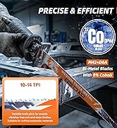 USEWIN Reciprocating Saw Blade 5 Pack, 12 Inch Bi-Metal Sawzall Blades 10+14 TPI, for Thick Metal