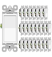 Three Way Switch White, GreenCycle 24 Pack 3 Way Rocker Light Switch 15A 120/277V, On/Off Rocker ...