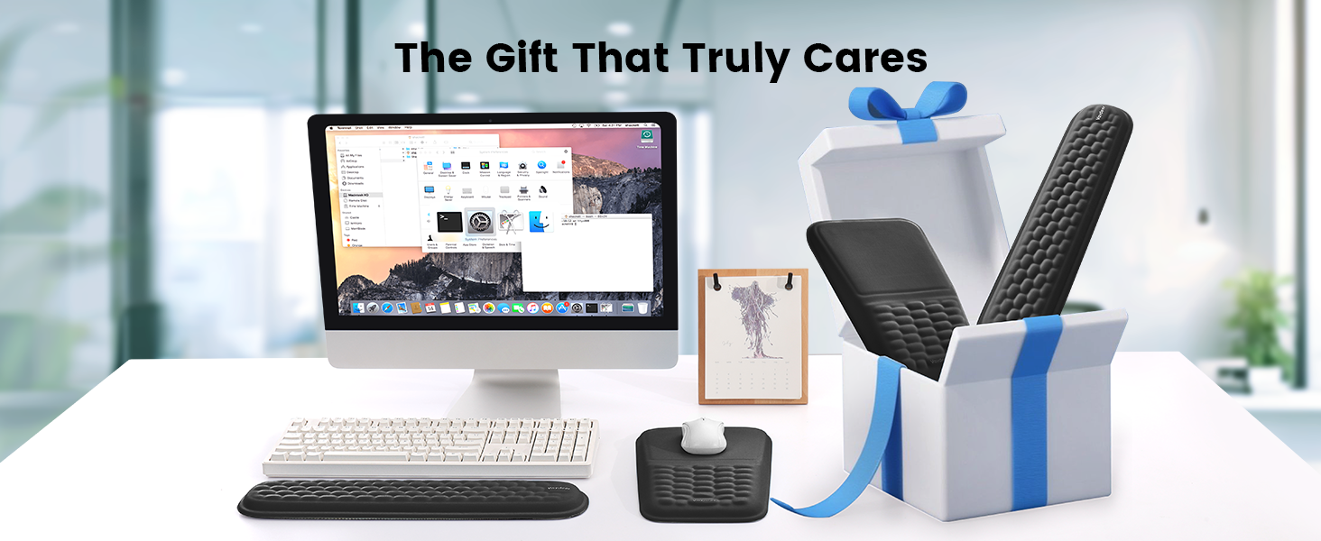 Ergonomic Mouse Pad &amp; Keyboard Wrist Rest Set Black, Soft Memory Foam Mouse Pad with Wrist Support