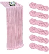RestfulGlow 6 Pack Pink Cheesecloth Table Runner Valentine’s Day 10FT Boho Cheese Cloths Gauze Fa...