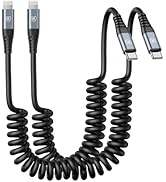KIYODA USB Type C to Lightning Cable 3FT 2Pack, Coiled iPhone Charger Fast Charging for Car Short...