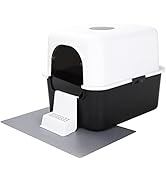 RIZZARI Cat Litter Box with Lid, Increased Entrance Height, Top Entry Enclosed Litter Box with Do...