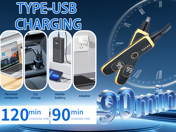 Mendaping 2025 Rechargeable Nose and Ear Hair Trimmer With LED Dispaly for Women Men