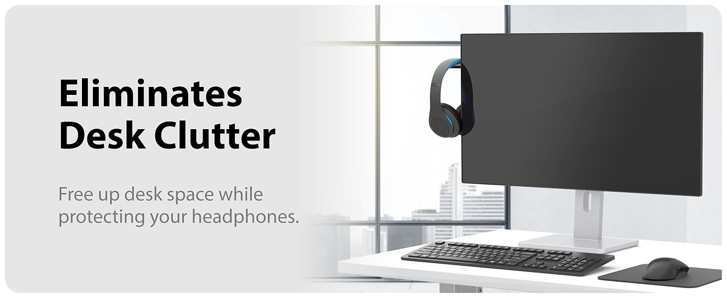 Free up desk space while protecting your headphones.