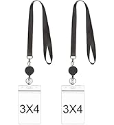 YOUOWO Lanyard with id Holder 4x3 lanyards for id Badges Retractable Badge Reel Black Lanyards wi...