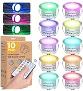 10PCS Low Voltage Recessed RGB Deck Lamp f42mm with Remote Control, LED Deck Lights Kit IP67 Wate...