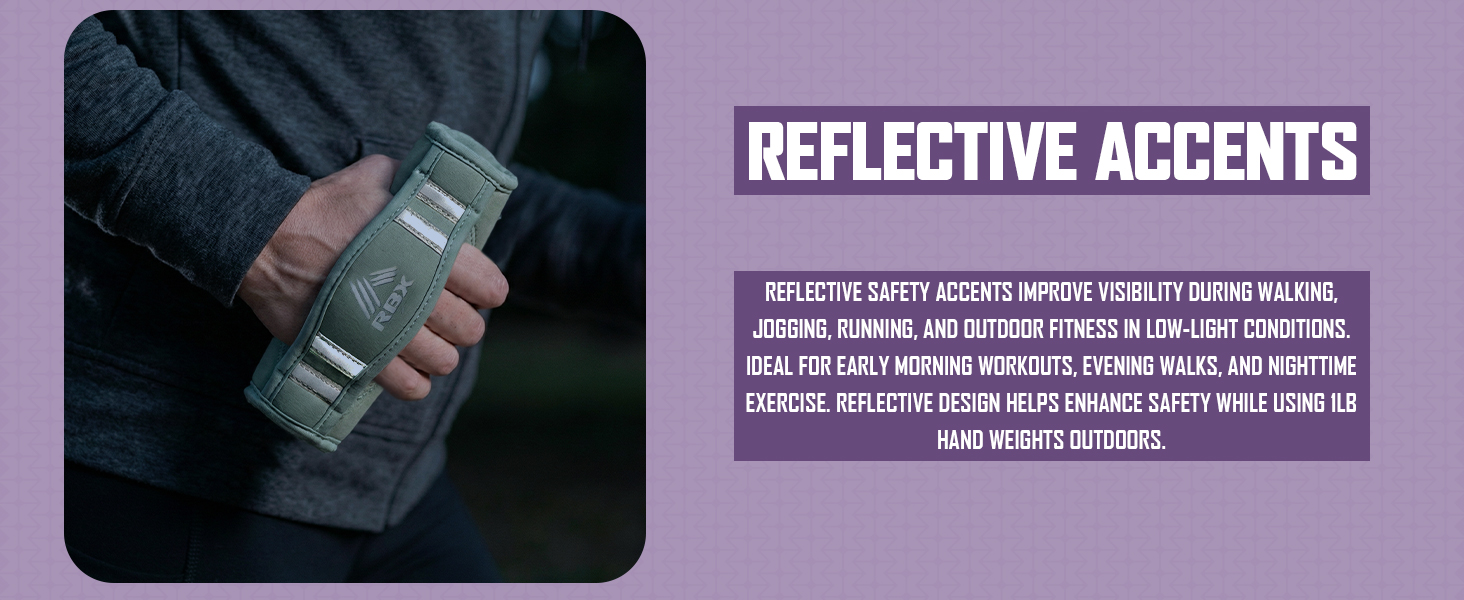 Reflective walking weights for improved safety during low-light fitness activities
