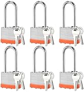 6pcs Solid Keyed Alike Padlock with 12 Same Keys &amp; Long Hardened Shackle - Resist Cutting, Gym Lo...