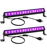 uwiner 38W LED Black Light Bar Blacklight Bars with Plug and Switch Light Up 22x22ft Area for Glo...