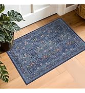 Navy Blue Washable 2x3 Entry Rug - Small Front Door Mats Indoor, Non-Slip Boho Bathroom Rugs, Vin...