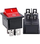Twidec/2Pcs Rocker Switch AC 10A/125V 6A/250V DPST 4 Pins 2 Position ON/Off Red LED Light Illumin...