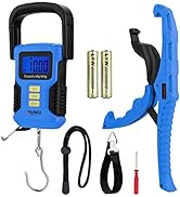 RUNCL Waterproof Fishing Scale with Lip Gripper, Fluorescent Button Digital Fish Scale 110lb/50kg...