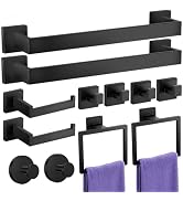 12-Piece Black Bathroom Accessories Set - 304 Stainless Steel Towel Racks for Bathroom - Include ...