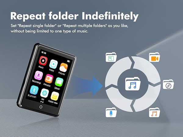 64GB MP3 Player with Bluetooth 5.3,Portable MP3 Player with Speaker 