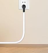 Close-up view of white curved cable management system with gold-tipped connector, showing how it attaches to wall corner and routes along baseboard.