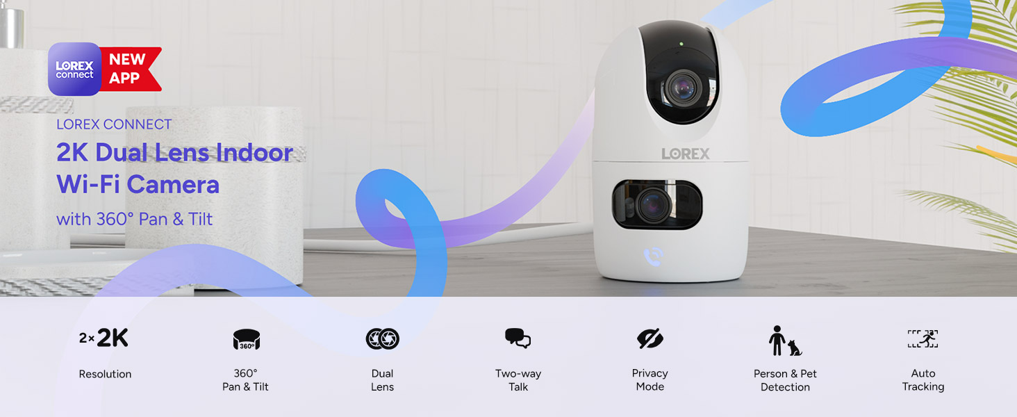 Lorex Connect 2K Dual Lens Indoor Wi-Fi Camera