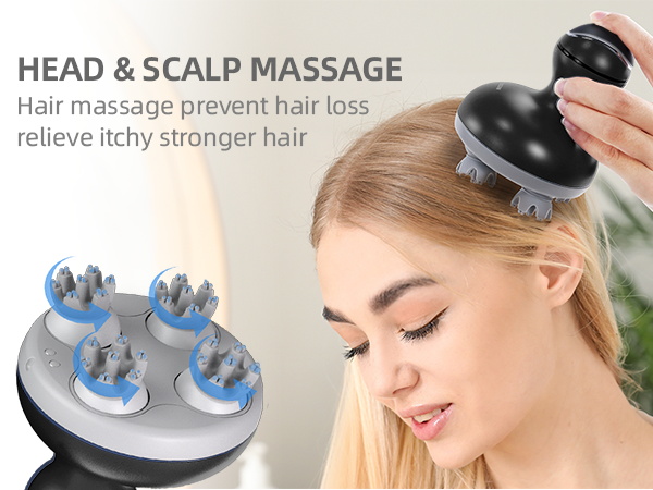 cotsoco Electric Scalp Head Massager with 4 Heads 84 Nodes for Hair Growth and Stress Release