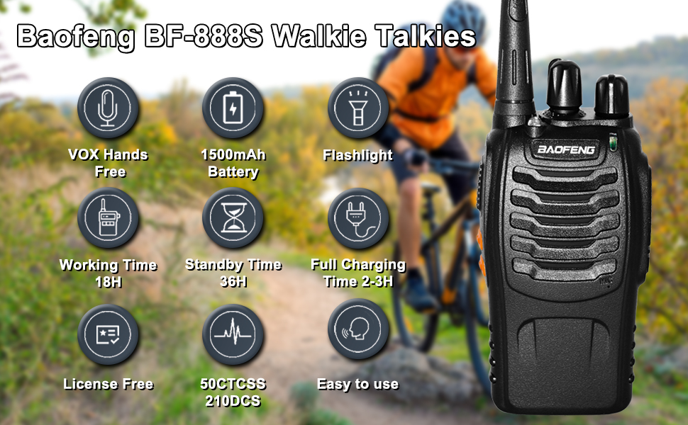 Walkie Talkies Baofeng 888S Rechargeable Long Range with Earpieces for Adults, 2 Way Radios Kids