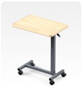 WOTURE Adjustable Overbed Table with Wheels, Bedside Rolling Table, Pneumatic Height Adjustment, ...