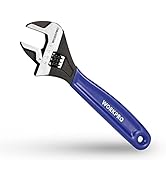 WORKPRO 8-Inch Adjustable Wrench, Cr-V Steel Wide Jaw Black Oxide Wrench, Metric &amp; SAE Scales, fo...