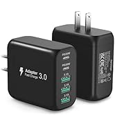 [2-Pack] USB C Wall Charger, 50W 5-Port PD Fast USB C Charging Block,2USB C+3USB A Multiport Plug...