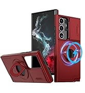 ANNGELAS for Samsung Galaxy S22 Ultra Mag-Safe Kickstand Case with Slide Camera Cover,Slim Shockp...