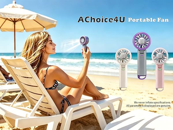 AChoice4U Portable Handheld Fan 5 Wind Speed with Semiconductor Cooling Personal Fan with Hook