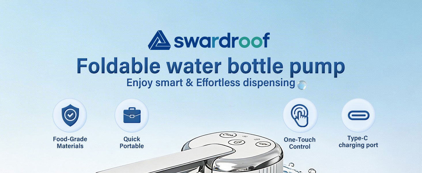 Foldable water bottle pump