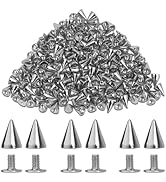 100 Pairs Cone Spikes Screwback Studs,Metal Bullet Cone Spikes, 7x10mm Metal Spikes Studs, for Pu...