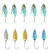 SHIAWASENA Fishing Spinners, 10pcs Trout Fishing Lures Kit, Inline Spinner Baits with Single Hook...