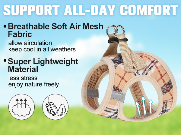 small dog harness khaki beige