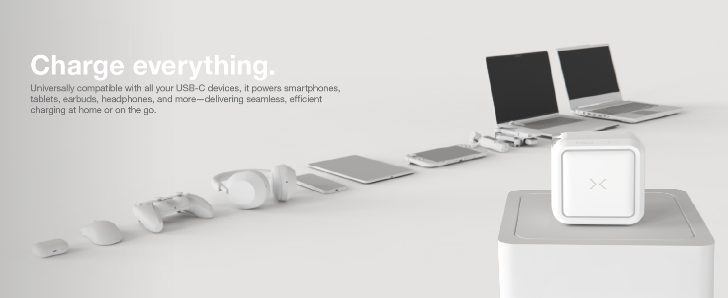 Charge everything - smartphones, tablets, laptops, headphones, earbuds, speakers, gaming controllers