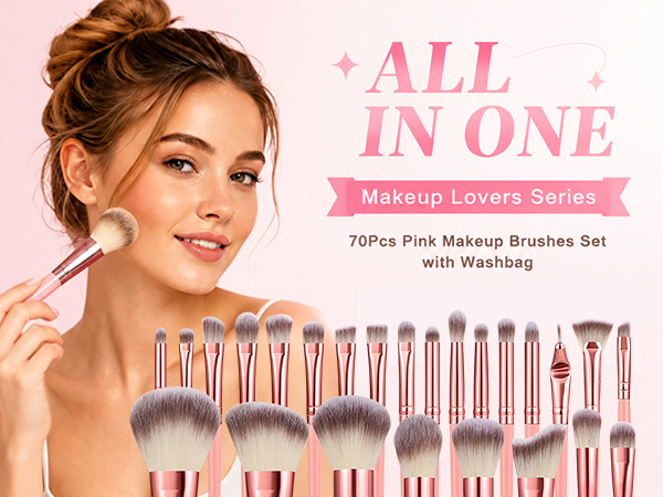 Pink Makeup Brushes Set