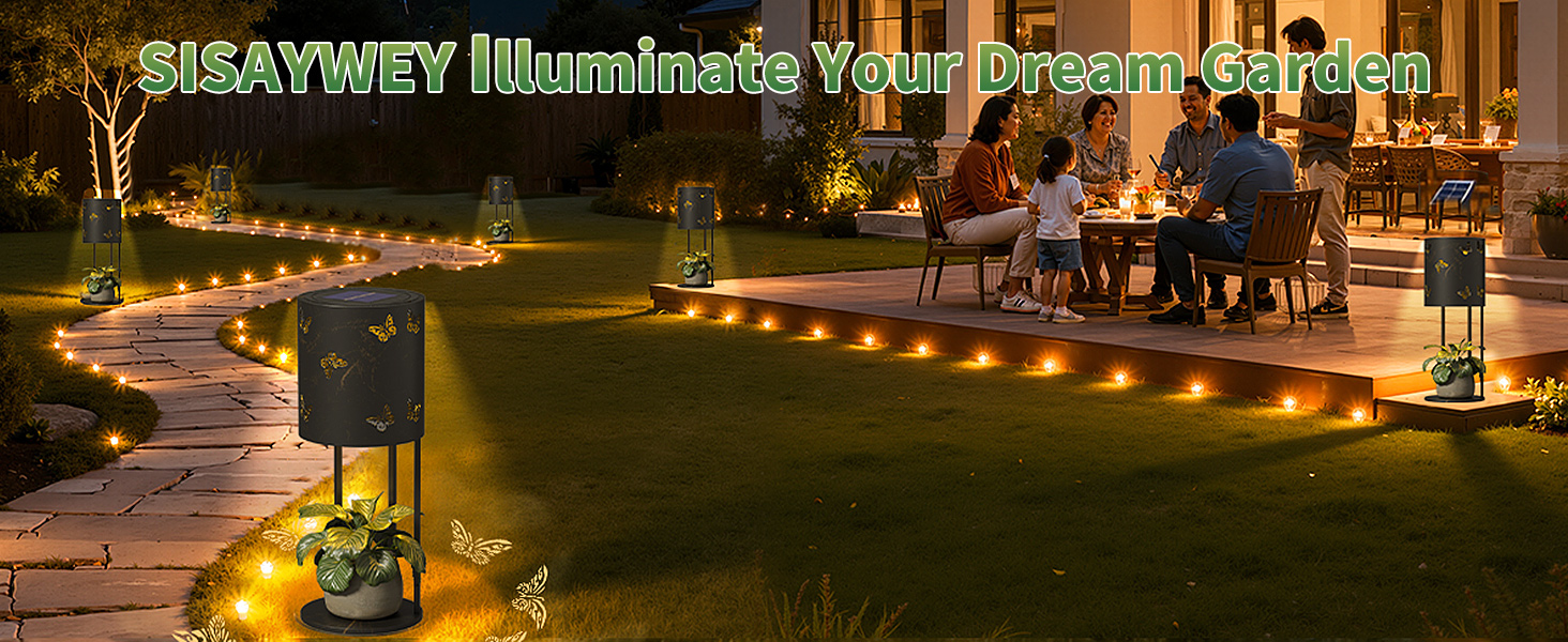 SISAYWEY Solar Garden Plant Lights Outdoor Waterproof Decorative Lamp Flower Stand Yard Patio Floor