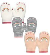 Evridwear Baby Toddler Stretch Mittens,3 Pairs Knitted Winter Warm Infant Kids Gloves for Little ...