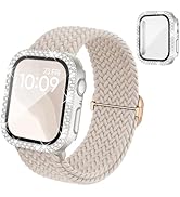 Braided Stretchy Band Compatible for Apple Watch Bands for Women and Case 40mm 41mm 42mm 44mm 45m...