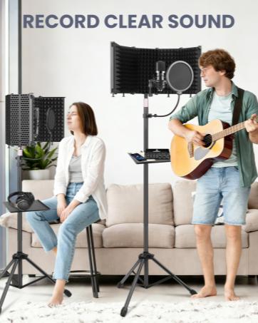 Microphone Stand With Isolation Shield