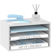 SUPEASY Wood Desk Organizer, 3 Tier Paper File Organizer for Desk, Wooden Desktop Organizer, Pape...